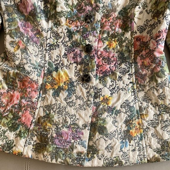 Renee DuMarr Women’s Floral Embroidered Fitted Blazer w/Animal Print Collar. - Picture 5 of 10